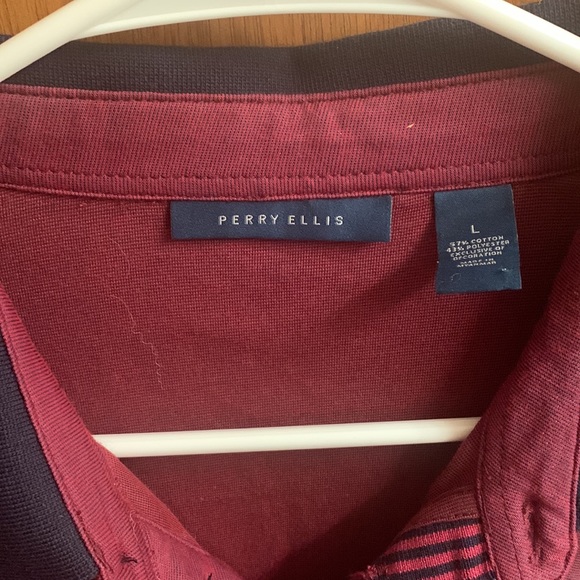 Perry Ellis Mens Large Polo - Maroon - Picture 2 of 4